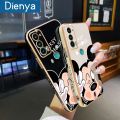 dienya For MOTOROLA Edge 20 Case Cartoon Cute Mickey Mouse Side Design Phone Case Square Edge Pattern Silicone Softcase Luxury Plating Casing Full Cover Camera Shockproof Protection Cases. 