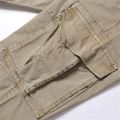 Mens Cargo Trousers in Beige color with Elastic Waist Multi-Pocket Joggers Bottoms Casual Smart Sports Pants. 