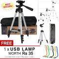 Tripod Camera Stand For Making Videos In Mobile Phone 3110 With Mobile Holder With Free Usb Lamp. 