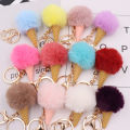 Ice cream Keychain Glitter Pompom Key Chain Gifts for Women Car Bag Accessories Key Ring accessories. 