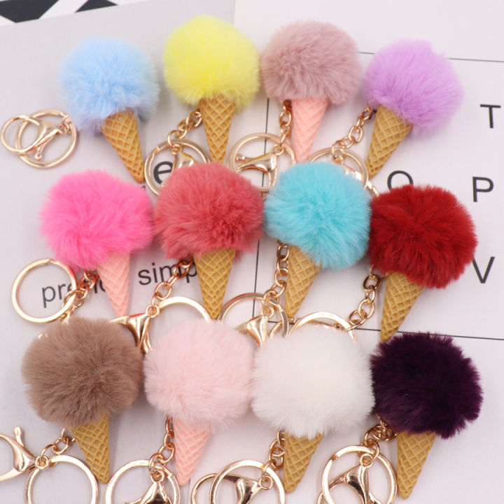 Ice%20cream%20Keychain%20Glitter%20Pompom%20Key%20Chain%20Gifts%20for%20Women%20Car%20Bag%20Accessories%20Key%20Ring%20accessories%20-%20Image%202