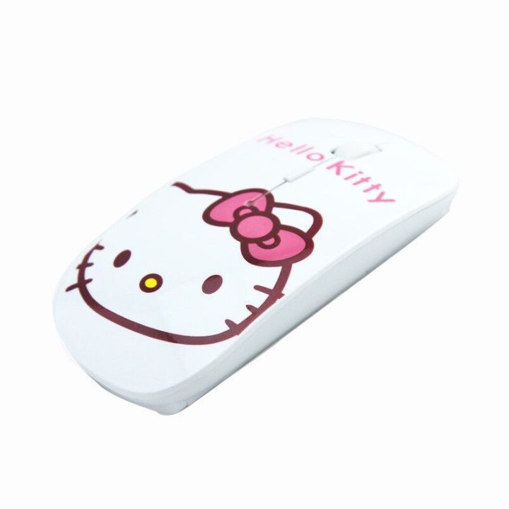 【Miga Plaza】 Ultra Thin Hello Kitty Wireless Mouse 2.4Ghz Cute Mice Pink Blue White Wireless Computer Mouse 1600DPI PC Mouse With USB Receiver Optical Laptop Mice For Girl Kids