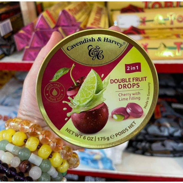 Cavendish & Harvey 2in1 Cherry With lime filling Double Fruit Drops 175g