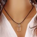 【Hot demand】1pc Women Fashion Stone Pendant Necklaces Leather Cord Natural Stone Charms Necklace Gifts.
