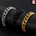 EMPIRON Stainless Steel Biker Bracelet Men Curb Cuban Chain Mens Bracelets Heavy Golden Black Silver Color Massive Wrist Hand Jewelry. 