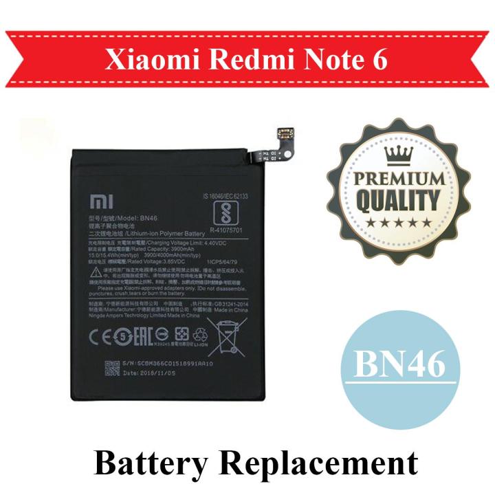 Xiaomi Redmi Note 6 BN46 Battery Replacement BN 46 For Mi Note 6 4000mAh - Black
