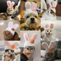 Funny Cat Headgear Cute Rabbit Ears Cap for Cats Warm Plush Pet Hat Party Cosplay Props Photo Prop Kitten Headwear Supplies. 
