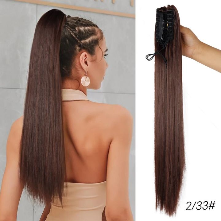 Straight catcher hair extension for girls, ponytail hair extension-medium brown