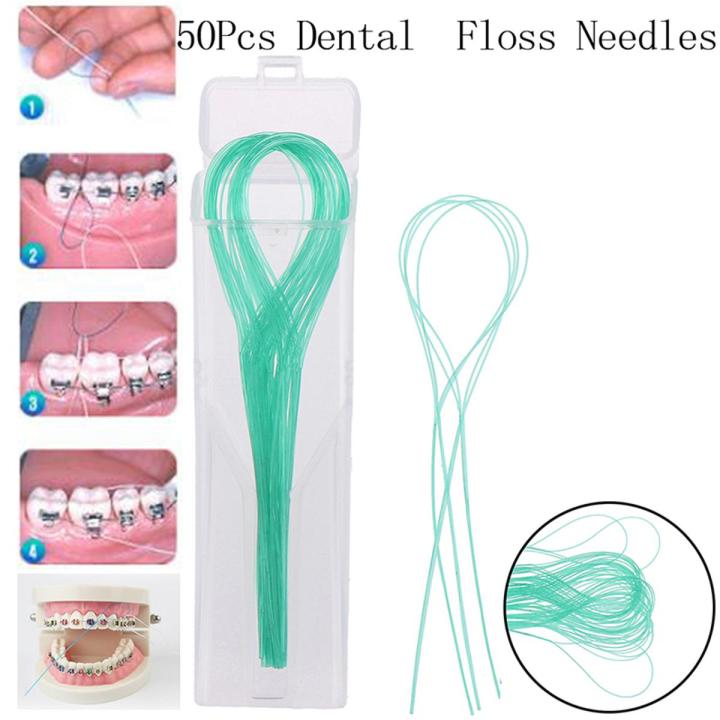 50Pcs Dental Floss Threaders Teeth Holder Between Orthodontic Braces Bridge Hilo Creek