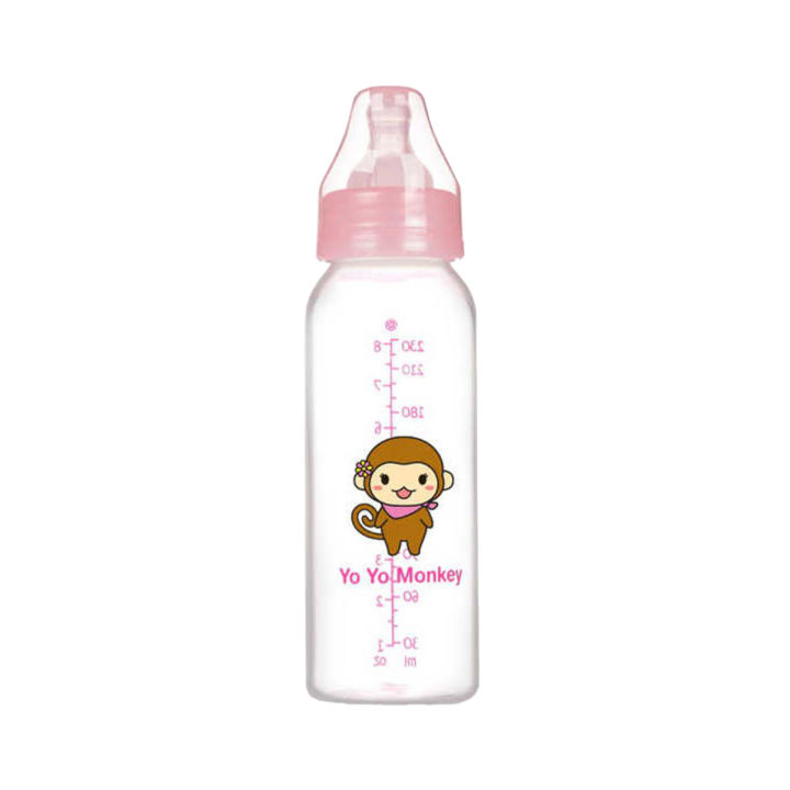YoYo Monkey Brand Glass Feeder with Unique Printing Design 240 ml 6 oz 1" Thick Glass Layer With Beautiful Transparent Box Packing