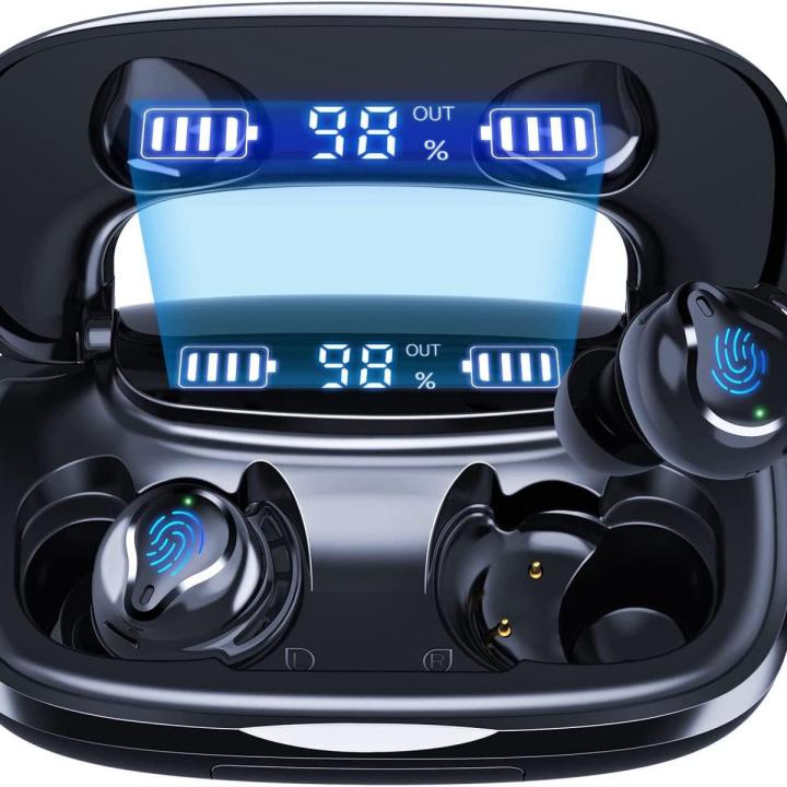 Wireless  Bluetooth Earphones/Headphones, 180H Playtime Ear Buds IPX8 Waterproof Bluetooth Earphones, in-Ear Headphones with LED Display Touch Control for Sport/Work Model U-AIR4(Black)