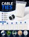 White Nylon Cable Ties Pack | Heavy Duty Zip Ties | 4", 6", 8", 10", 12", 14" | Self Locking Wire Cable Organizer. 