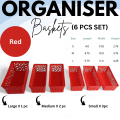 Organiser Basket 6pc Combo Plastic Storage Baskets Multi-Purpose. 