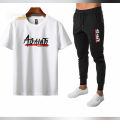 Againt Tracksuit Summer Sports Suits T-shirt + Trouser Two-piece Outfit white. 