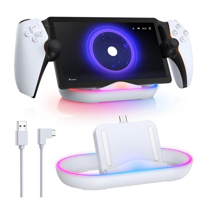 Charging Dock Station for Portal, Charger Stand for Portal with RGB Light and USB C Charging Cable Easy Install Easy to Use
