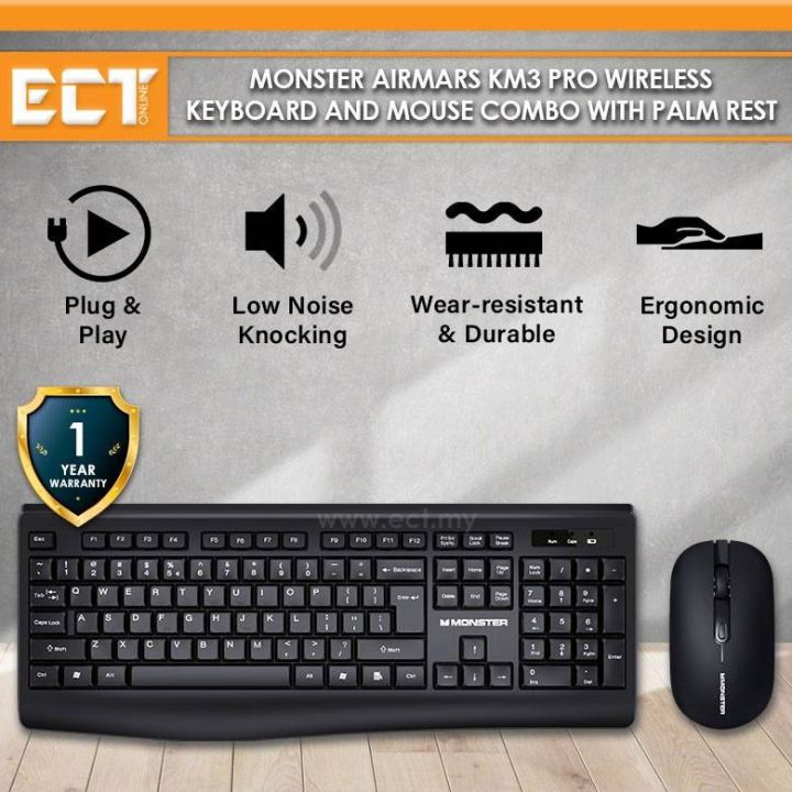 Branded Monster KM3 Wireless USB Keyboard And Mouse Combo Set For Gaming Laptop Computer Soft keypad Ergonomic Design Premium Quality High Class Keyboard Mouse Set