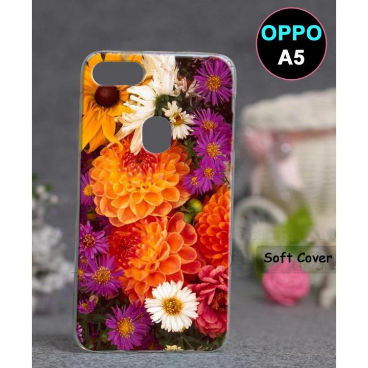 Oppo A5 Bcak Cover - Floral Cover