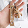 Fashion French Punk Bulldog Keychain Leather Dog Keychains For Women/Men's Bag. 