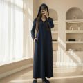 Long Zipper Hoodie Winter Fleece Abaya for Women | Modest Modern Muslim Hijab Wear | Winter Long Coat Jacket. 