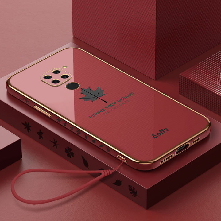 COROGI%20for%20Xiaomi%20Redmi%20Note%209%20Back%20Cover%20with%20Lanyard%20Luxury%20Plating%20Maple%20Leaf%20Stylish%20Fancy%20Case%20Soft%20Silicone%20Square%20Mobile%20Phone%20Cases%20Pouch%20for%20Girls%20Boys%20-%20Image%202