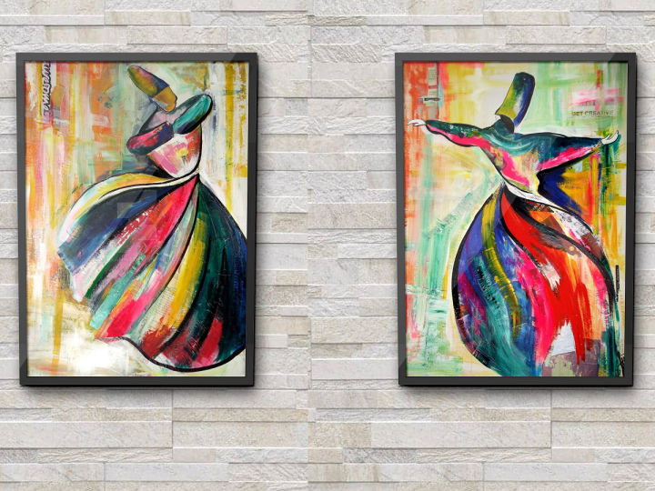 Set of 2 Frames Turkish Sufi Wall Décor Wall Scenery Wall Art Home ...