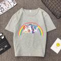 【ALLGOOD】 Korean Fashion Star Ceria Unicorn Rainbow Pony T-Shirt Men And Women Couple Loose Short Sleeve Spring Xia Xin. 