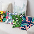 Throw Pillow Cover Breathable Assorted Leaves Flower Printed Pillowcase. 