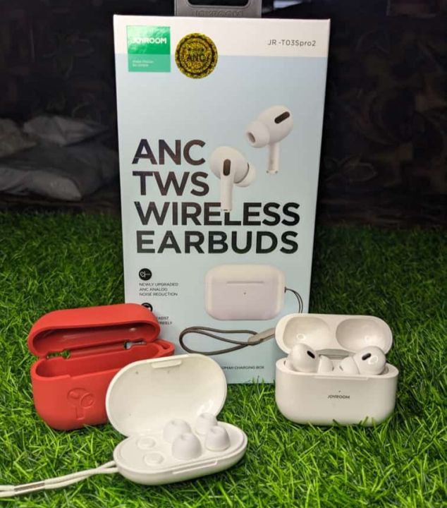Joyroom Airpods Pro 2 wireless Airbuds Active Noice Cencelling, Buzzer and wireless charger - Silcone Case in high Quality and 4 Extra Eartips - Extra soudn and Base longlasting bettery timing