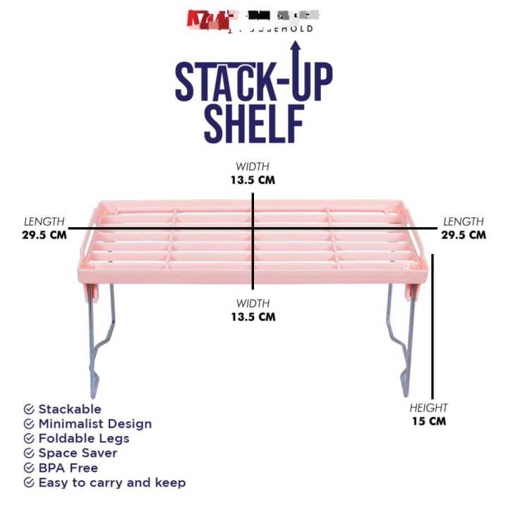 Stack Up Shelf Space Saver Plastic Racks Steal Folding Legs | Daraz.pk