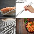 Techmanistan Pair of 5 Reusable Stainless Steel Chopsticks, Reusable Lightweight Chopsticks Korean Food Sticks. 
