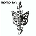 Beautiful Black Butterfly Wall Sticker with Floral Art. 