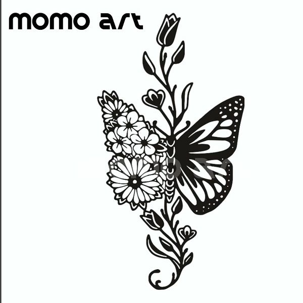 Beautiful%20Black%20Butterfly%20Wall%20Sticker%20with%20Floral%20Art%20-%20Image%204