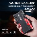 Smiling Shark Flashlight SD-0712 Ultra Bright Rechargeable Type C Emergency Power Bank Flood Light Torch. 