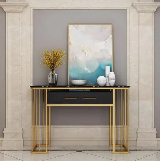 Black%20Modern%20Console%20Table%20with%20Storage%20Box%20Marble%20effect%20Top%20&%20Metal%20Gold%20Finishing%20Frame%20-%20Image%203