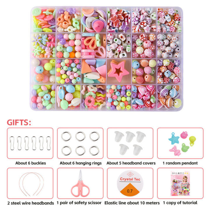 SF Girls DIY Bead Set Jewelry Making Kit for Kids Girl Pearl Beads Bracelets Rings Necklaces Creativity Kits Art Craft