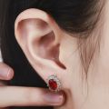 Ranaai-fashion Sterling Silver Created Black and White Oval Stud Earrings for  Engagement Wedding Earrings for Women Party Jewelry women girls gift. 