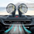 12v Long Neck Car Dashboard Ac Fan Double Headed 360 Degree Rotation 2 Speeds Adjustable Universal Rikshaw SUV Truck. 