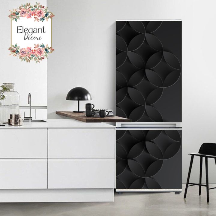 Elegant Black Fridge Stickers, Door Wrap, Self-adhesive, Waterproof, PVC by Elegant Decore