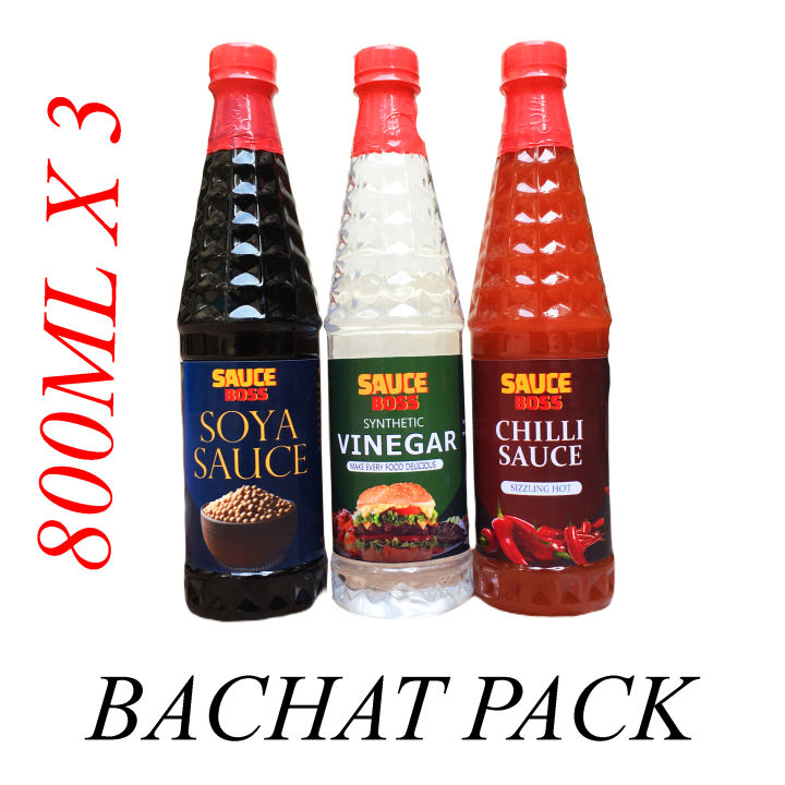 Sauce Boss I Trio Pack I Vinegar, Soya Sauce, Chilli Sauce I 800 ML I Premium Quality I Bachat Pack I Wholesale Rate