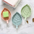 2Pcs Soap Drain Boxes Creative Shape Drainage Design Vivid Color High Durability Dual Layer Store Soaps Plastic Punch Free Leaf-Shaped Desktop Soap Trays for Bathroom. 