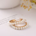 Vintage Gold Hoop Earrings Set - Women Girl Pearl Circle Hoop Earring -Big Piercing Fashion Charm Jewelry Gifts. 