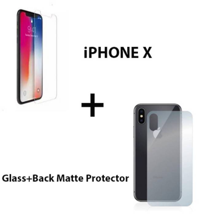 Apple Iphone X Polish 2.5D Tempered Glass Screen Protector + Back Matte Protector Soft Skin Sheet Soft Film Protection For Apple Iphone X
