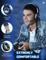 Eksa T8 Ps4 Gaming Wired Over Ear Headphones With Mic With Noise Canceling, Pc With Surround Stereo Sound, Led Light For Ps4, Pc, Laptop (Blue). 