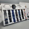 i20 Ultra Max Suit Smartwatch with AirPods Pro, Transparent Screen Guard, and 7 Straps - 10-in-1 Set. 