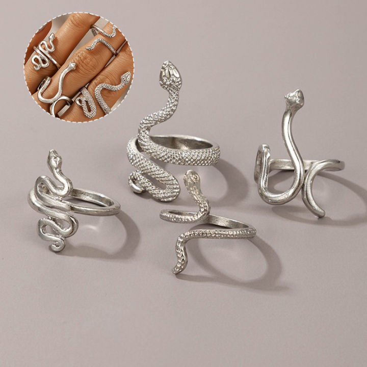 4Pcs Snake Rings Set for Women Anillo Bagues Jewelry Teen Girls ...