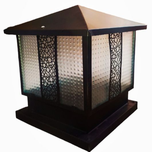 Black Square Outdoor Mount Base Gate Pillar Light