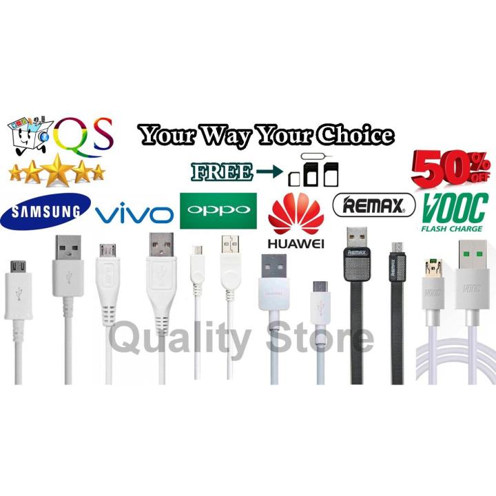 Android / Ifone / Type C Original Data Cables for Sam, Viwo, Hwaei, Vook, For all Models FAST - 1 Meter