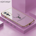 Hontinga for OnePlus 9 Back Cover Luxury 6D Plating Lucky Side Pattern Shiny Case Soft Silicone Square Mobile Cover. 