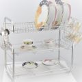 Best Of 2023 G Shape 3 Tire Dishrack Plate Dish Spoon Fork Bowl Cup Drain Rack Kitchen Organizer. 