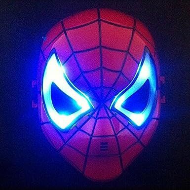 Glowing LED Superhero Halloween Light Spider Man Mask Children's Cartoon Mask Spider-man Toy Glow with Lamp Spiderman Mask - G10900